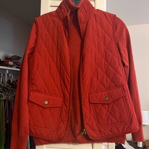 Burnt orange Talbots turtleneck and quilted vest